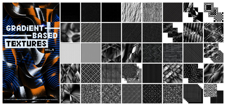 Abstract black and white textures pack. Gradient-based interference pattern texture overlays for your designs