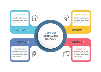 Infographic template with four colorful elements for steps or options