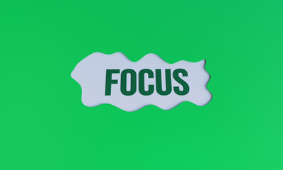 3D Illustration of Focus Word on Fluid Wave Shape, Green Abstract Background