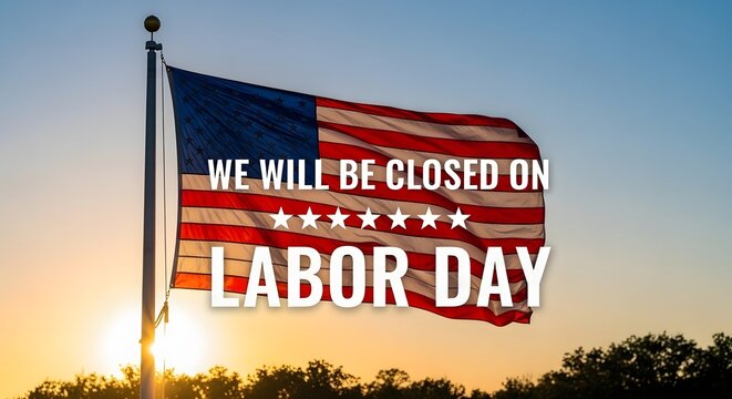 Celebrate labor day with freedom and reflection american flag at sunset