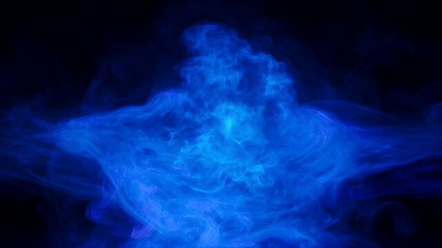 Ethereal blue smoke plumes dancing in a dark void with subtle lighting