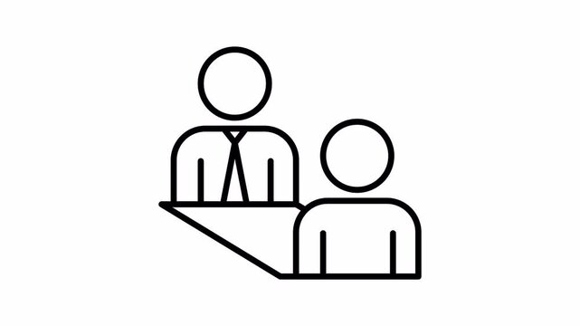 Job Interview Icon, Minimalist Outline, Seamless Loop Animation, 4K Transparent Background