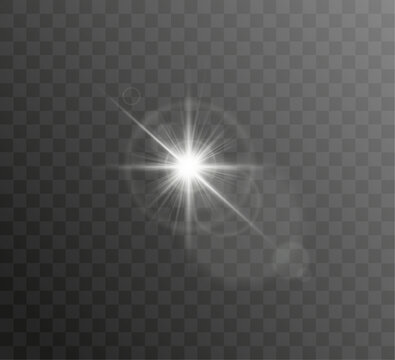 Shining silver flare sparkles with icy luminous shine. Smooth radial beams form balanced symmetry. Clean isolated design supports creative layering.