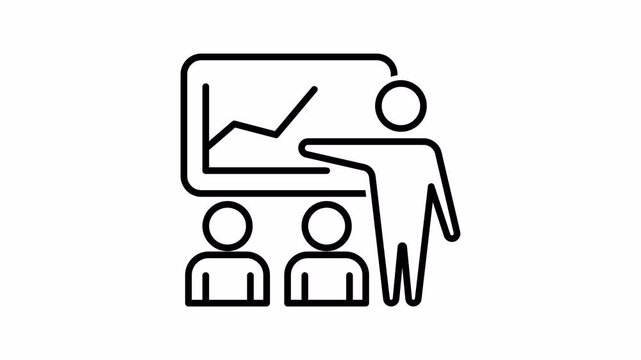 Training Icon, Minimalist Outline, Seamless Loop Animation, 4K Transparent Background
