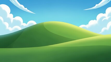 Obraz premium Green hills landscape with blue sky.