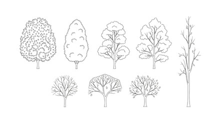 Flat 2D vegetation blocks for architectural floor plan drawing © Ai_Images