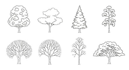 Flat 2D vegetation blocks for architectural floor plan drawing © Ai_Images