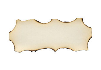 A piece of burnt paper on a white background isolated on transparent background