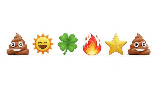 Collection of various emoji symbols representing different concepts and emotions.