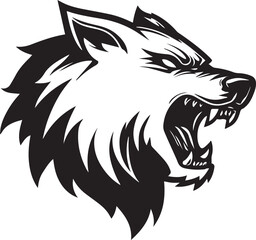 Obraz premium Aggressive Wolf Head Mascot Logo Black and White Vector Illustration