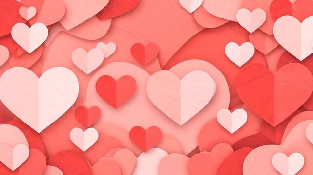 Red and Pink Heart Shapes Background.