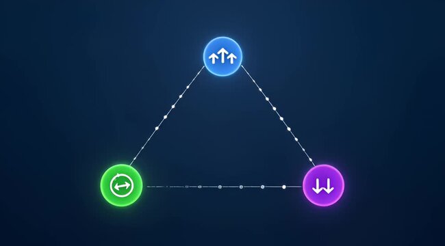 Conceptual illustration of dynamic process with arrows in a circular diagram
