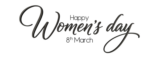 Naklejka na ściany i meble Happy women's day celebration greeting with elegant script on white background