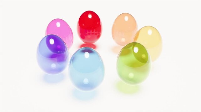 Color glass egg, Easter on white bg rotate endless 4k