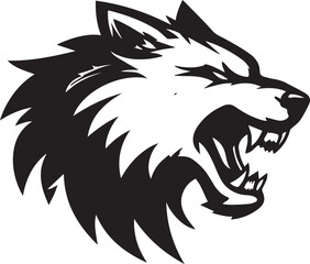 Obraz premium Aggressive Wolf Head Mascot Logo Black and White Vector Illustration