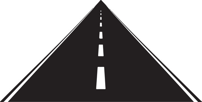 Straight Road Perspective Silhouette Vector, Highway. Way for transport. with dashed lines, white markings. Road to horizon illustration