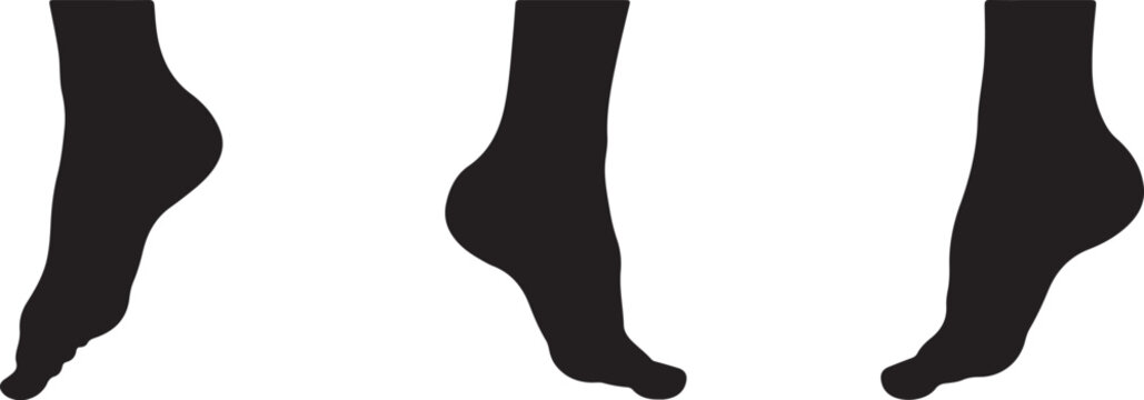 Human feet silhouettes set walking legs vector illustration. Human Feet Walking Silhouette Set Vector