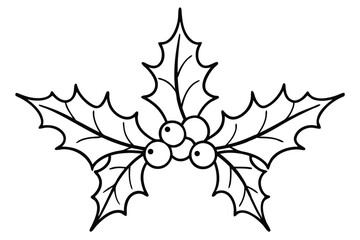 Naklejka premium christmas holly and ivy silhouette line art vector illustration