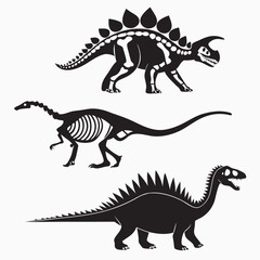 Assortment of dinosaur skeletons and full body silhouettes, depicting prehistoric era creatures and ancient animal anatomy, perfect for education and science learning © Md Monjel Sheikh