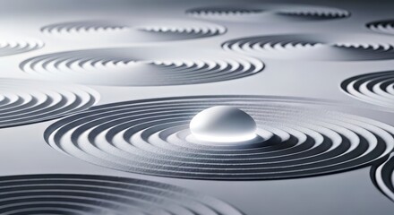 Obraz premium Abstract White Sphere With Concentric Circles on Gray Surface