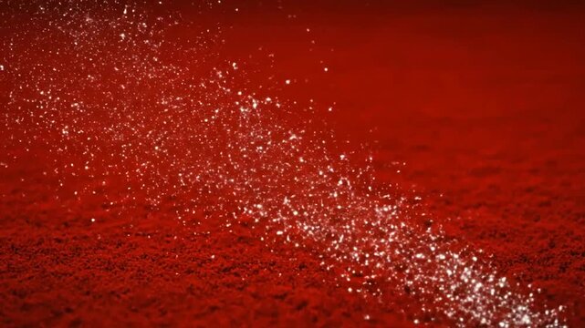 Red Liquid Splashing with White Particles.