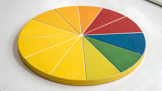 Yellow modern diagram with colored parts
 realistic photography &mdash; negative: blurry, watermark, plastic, logo, text, oversaturated