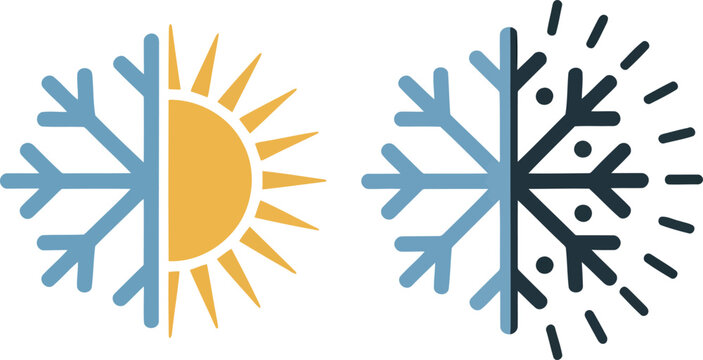 Illustration of a sun and snowflake symbolizing changing seasons
