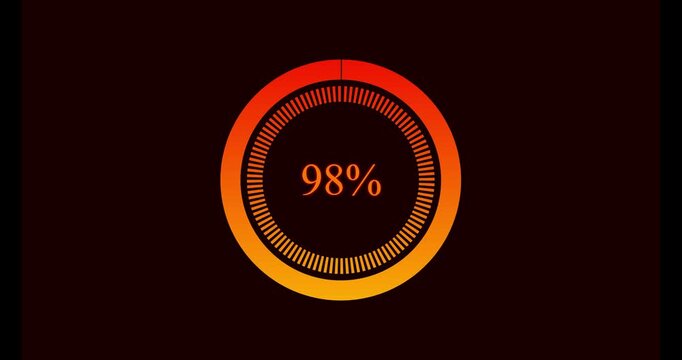 Futuristic loading bar progress indicator sixty percent complete glowing orange and red on dark background high quality commercial use isolated
