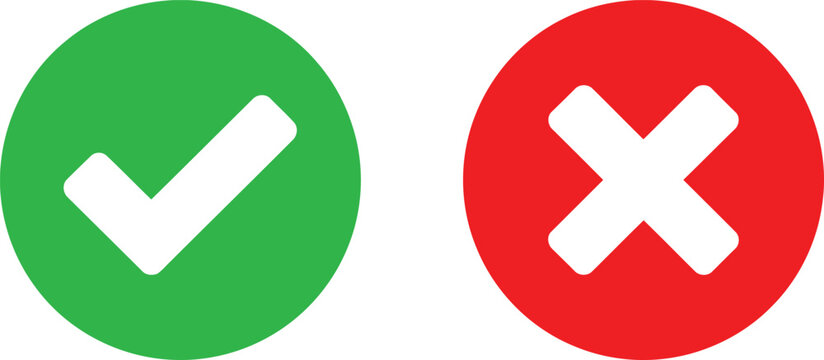 Green check mark and red cross mark on a white background