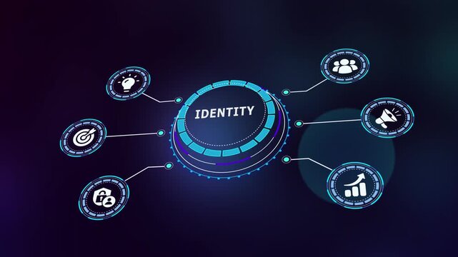 Digital identity hub with secure network integration, authentication system and smart technology infrastructure interface.