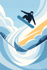 Snowboard Halfpipe Winter Sport Flat Vector Background