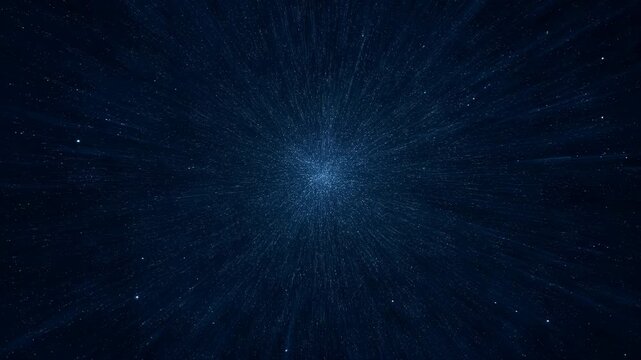 Vast Cosmic Display. Surreal Starfield With Streaming Particles And Warp Tunnel For Scifi Motion Pictures
