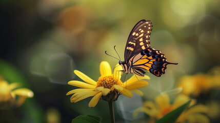 Obraz premium butterfly on yellow flower