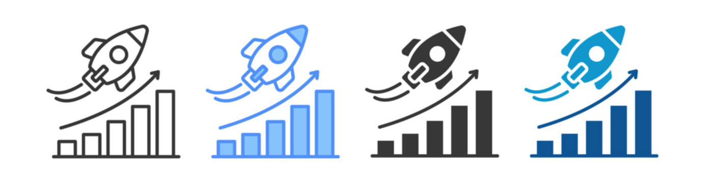 Growth Acceleration Icon Set Multiple Style Collection