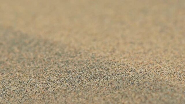 Macro view of natural ripple patterns shaped by wind across arid sand dunes in Jaisalmer desert landscape.