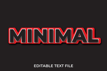 Minimalist MINIMAL Text Effect with Red Outline and Silver Shadow on Black Background