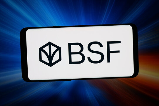 Stuttgart, Germany - 02-25-2026: In this photo illustration, the logo of financial company Banque Saudi Fransi (BSF) is displayed on a smartphone in front of abstract background on computer screen.