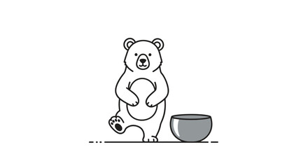 Polar bear with bowl playful scene