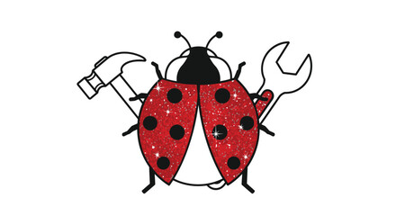 Ladybug with hammer and wrench