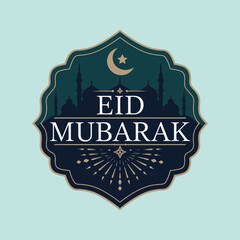 eid mubarak logo design silhouette vector line art logo design