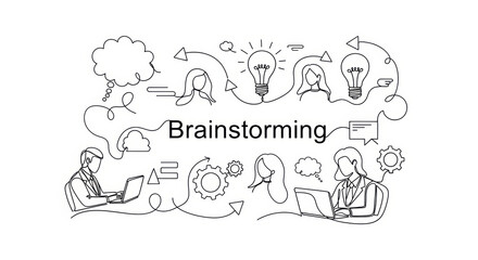 Brainstorming Doodle Art: Business Team Idea Generation and Collaboration