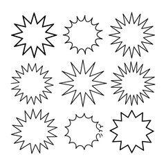 Fototapeta premium Starburst Burst Collection: A collection of various starburst elements, each with unique angular shapes, offering a dynamic and eye-catching visual element for graphic design or artistic projects.