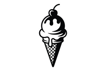 An ice cream black silhouette icon on a white background