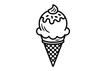 An ice cream vector illustration in a simple black line style