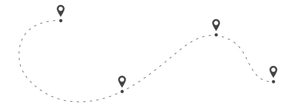 Road path map layout with location marks