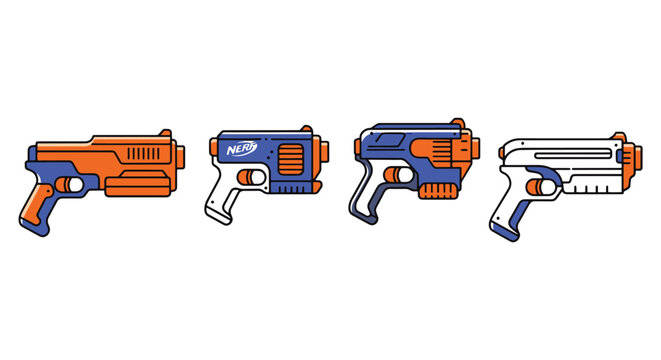 Nerf Blasters Line soft color vector design