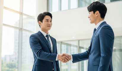 Fototapeta premium Business Handshake Agreement in Modern Office