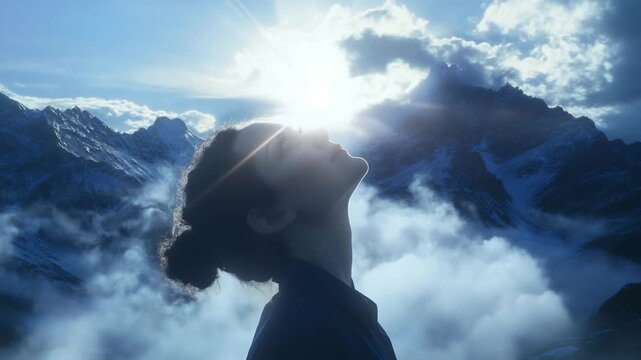 Silhouette Person Looking at Bright Sky with Sunlight Rays
Hope and Freedom Inspirational Outdoor Scene
Motivation and Spiritual Uplift Concept 4K HD Video