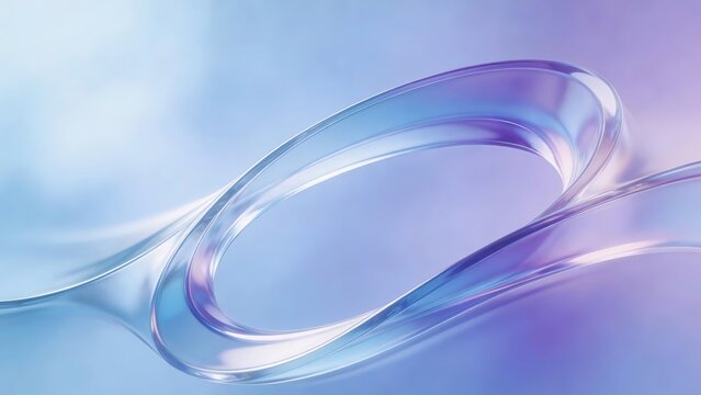 Abstract Blue Purple Frosted Glass Background, Futuristic Colored Waves, Oval Transparent Crystal Art, 8K Resolution
