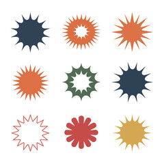 Bursting with Color: A collection of vibrant, starburst-like shapes in various colors, showcasing a dynamic and eye-catching design.